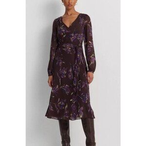 Lauren Ralph Lauren Purple Floral Midi Dress